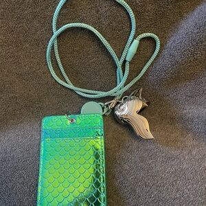 Holographic Mermaid Scale Lanyard Card Holder with Mermaid Tail PocketBac Holder